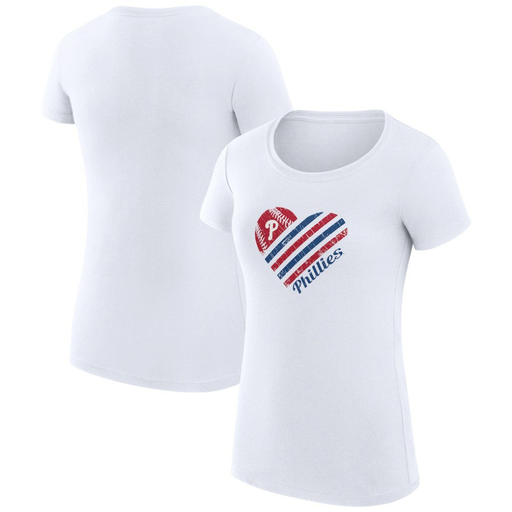 Philadelphia Phillies G-III 4Her by Carl Banks Women's Super-Slim Fit Lightweight Heart Graphic T-Shirt Clearance