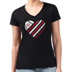 Arizona Diamondbacks G-III 4Her by Carl Banks Women's Super-Slim Fit Lightweight Heart V-Neck T-Shirt for sale