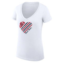 Boston Red Sox G-III 4Her by Carl Banks Women's Super-Slim Fit Lightweight Heart V-Neck T-Shirt Lifestyle