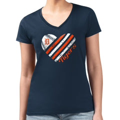 Detroit Tigers G-III 4Her by Carl Banks Women's Super-Slim Fit Lightweight Heart V-Neck T-Shirt Online
