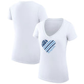 Kansas City Royals G-III 4Her by Carl Banks Women's Super-Slim Fit Lightweight Heart V-Neck T-Shirt for sale