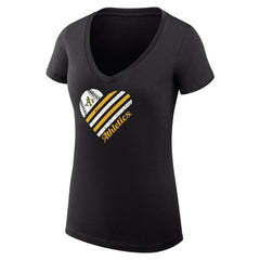 Athletics G-III 4Her by Carl Banks Women's Super-Slim Fit Lightweight Heart V-Neck T-Shirt for sale