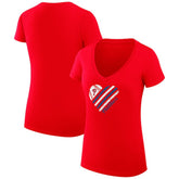 Philadelphia Phillies G-III 4Her by Carl Banks Women's Super-Slim Fit Lightweight Heart V-Neck T-Shirt Clearance