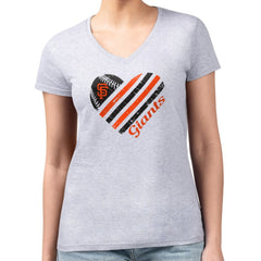 San Francisco Giants G-III 4Her by Carl Banks Women's Super-Slim Fit Lightweight Heart V-Neck T-Shirt On Sale