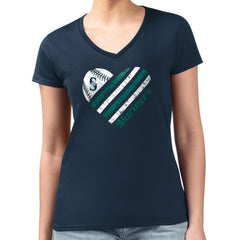 Seattle Mariners G-III 4Her by Carl Banks Women's Super-Slim Fit Lightweight Heart V-Neck T-Shirt Near Me