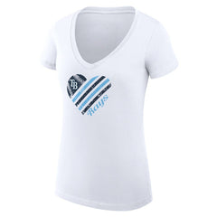 Tampa Bay Rays G-III 4Her by Carl Banks Women's Super-Slim Fit Lightweight Heart V-Neck T-Shirt On Sale