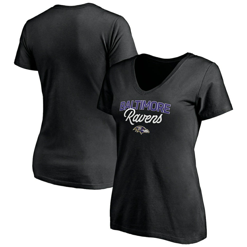 Baltimore Ravens Women's Depth Chart V-Neck T-Shirt Black - NFL