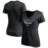 Baltimore Ravens Women's Depth Chart V-Neck T-Shirt Black - NFL