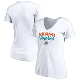 Miami Dolphins Women's Depth Chart V-Neck T-Shirt White - NFL