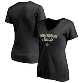 New Orleans Saints Women's Depth Chart V-Neck T-Shirt Black - NFL
