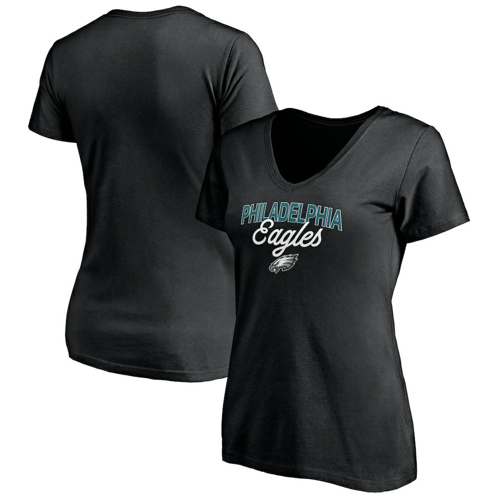 Philadelphia Eagles Women's Depth Chart V-Neck T-Shirt Black - NFL