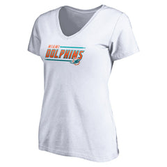 Miami Dolphins Women's Mascot In Bounds V-Neck T-Shirt White - NFL