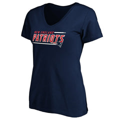 New England Patriots Women's Mascot In Bounds V-Neck T-Shirt Navy - NFL
