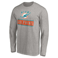 Miami Dolphins Team Arch Knockout Long Sleeve T-Shirt Heather Gray - NFL