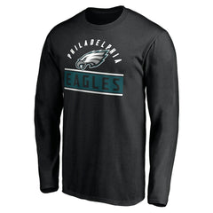 Philadelphia Eagles Team Arch Knockout Long Sleeve T-Shirt Black - NFL