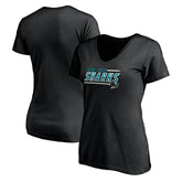 San Jose Sharks - Women's Mascot In Bounds V-Neck T-Shirt Black