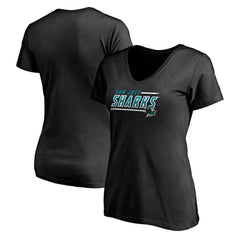San Jose Sharks - Women's Mascot In Bounds V-Neck T-Shirt Black