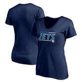 Winnipeg Jets - Women's Mascot In Bounds V-Neck T-Shirt Navy
