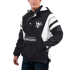 Pittsburgh Penguins Starter x NHL Black Ice Home Team Half-Zip Pullover Hoodie Black/White