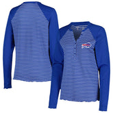Buffalo Bills Antigua Women's Maverick Waffle Henley Long Sleeve T-Shirt Royal - NFL