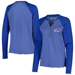 Buffalo Bills Antigua Women's Maverick Waffle Henley Long Sleeve T-Shirt Royal - NFL