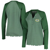 Green Bay Packers Antigua Women's Maverick Waffle Henley Long Sleeve T-Shirt Green - NFL