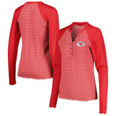 Kansas City Chiefs Antigua Women's Maverick Waffle Henley Long Sleeve T-Shirt Red - NFL