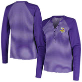 Minnesota Vikings Antigua Women's Maverick Waffle Henley Long Sleeve T-Shirt Purple - NFL