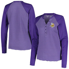 Minnesota Vikings Antigua Women's Maverick Waffle Henley Long Sleeve T-Shirt Purple - NFL