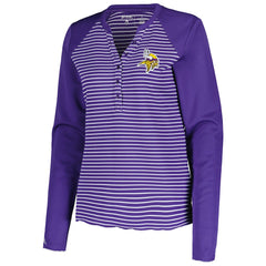 Minnesota Vikings Antigua Women's Maverick Waffle Henley Long Sleeve T-Shirt Purple - NFL