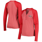 San Francisco 49ers Antigua Women's Maverick Waffle Henley Long Sleeve T-Shirt Scarlet - NFL
