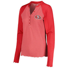 San Francisco 49ers Antigua Women's Maverick Waffle Henley Long Sleeve T-Shirt Scarlet - NFL