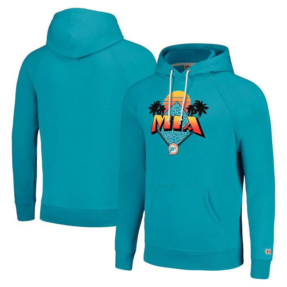 Miami Dolphins Homage Unisex Hyperlocal Raglan Pullover Hoodie Aqua - NFL
