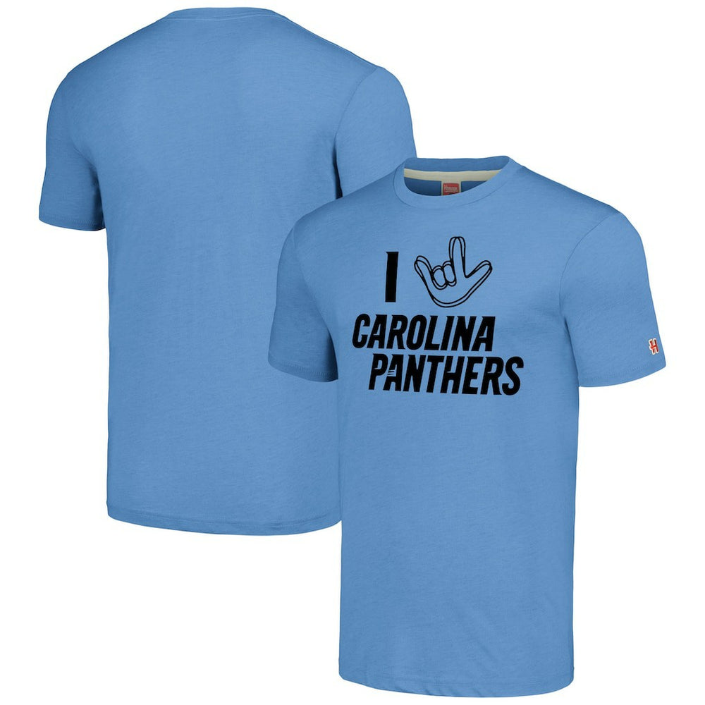 Carolina Panthers Homage Unisex The NFL ASL Collection by Love Sign Tri-Blend T-Shirt Light Blue - NFL
