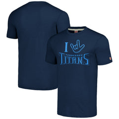 Tennessee Titans Homage Unisex The NFL ASL Collection by Love Sign Tri-Blend T-Shirt Navy - NFL