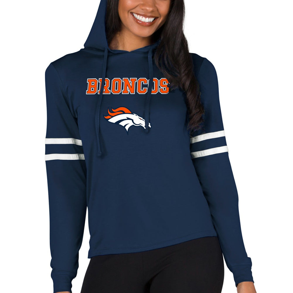 Denver Broncos Concepts Sport Women's Marathon Lightweight Lounge Pullover Hoodie Navy - NFL