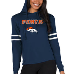 Denver Broncos Concepts Sport Women's Marathon Lightweight Lounge Pullover Hoodie Navy - NFL