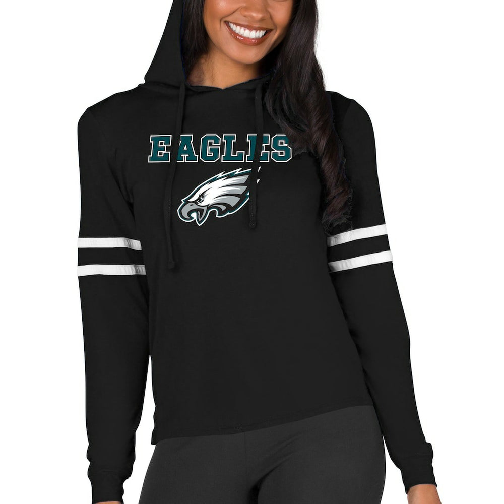 Philadelphia Eagles Concepts Sport Women's Marathon Lightweight Lounge Pullover Hoodie Black - NFL