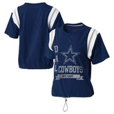 Dallas Cowboys WEAR by Erin Andrews Women's Cinched Colorblock T-Shirt Navy - NFL