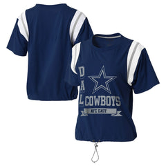 Dallas Cowboys WEAR by Erin Andrews Women's Cinched Colorblock T-Shirt Navy - NFL