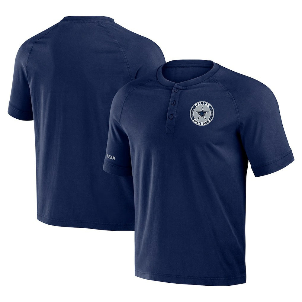 Dallas Cowboys NFL x Darius Rucker Collection Washed Raglan Henley T-Shirt Navy - Fanatics