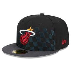 New Era - Miami Heat Rally Drive Checkerboard 59FIFTY Crown Fitted Hat - Black