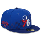 New Era - Philadelphia 76ers Rally Drive Checkerboard 59FIFTY Crown Fitted Hat - Royal