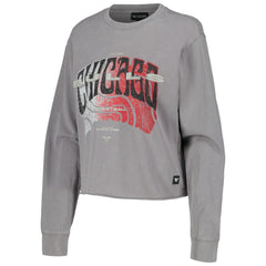 NBA - Chicago Bulls The Wild Collective Women's Band Cropped Long Sleeve T-Shirt - Gray