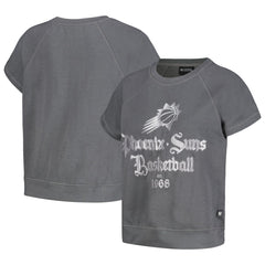 NBA - Phoenix Suns The Wild Collective Women's Embroidered Fleece Raglan Short Sleeve Pullover Sweatshirt - Gray