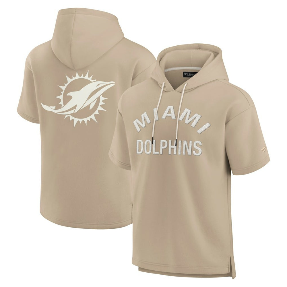 Miami Dolphins Unisex Elements Super Soft Fleece Short Sleeve Pullover Hoodie Khaki - Fanatics