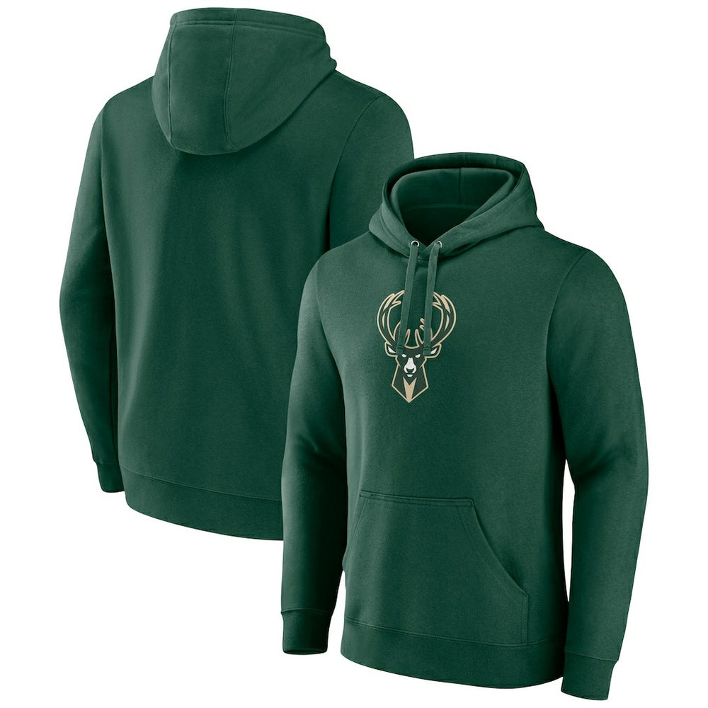 Fanatics - Milwaukee Bucks Primary Logo Pullover Hoodie - Hunter Green