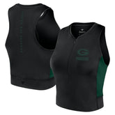 Green Bay Packers Women's Studio Fitted Gym Tank Top Black - Fanatics