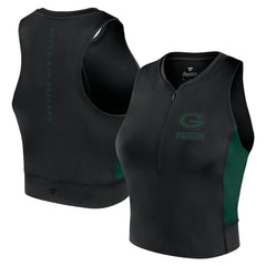Green Bay Packers Women's Studio Fitted Gym Tank Top Black - Fanatics