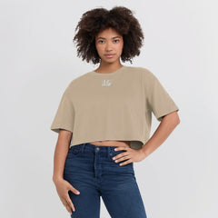 Cincinnati Bengals Women's Elements Super Soft Boxy Cropped T-Shirt Khaki - Fanatics